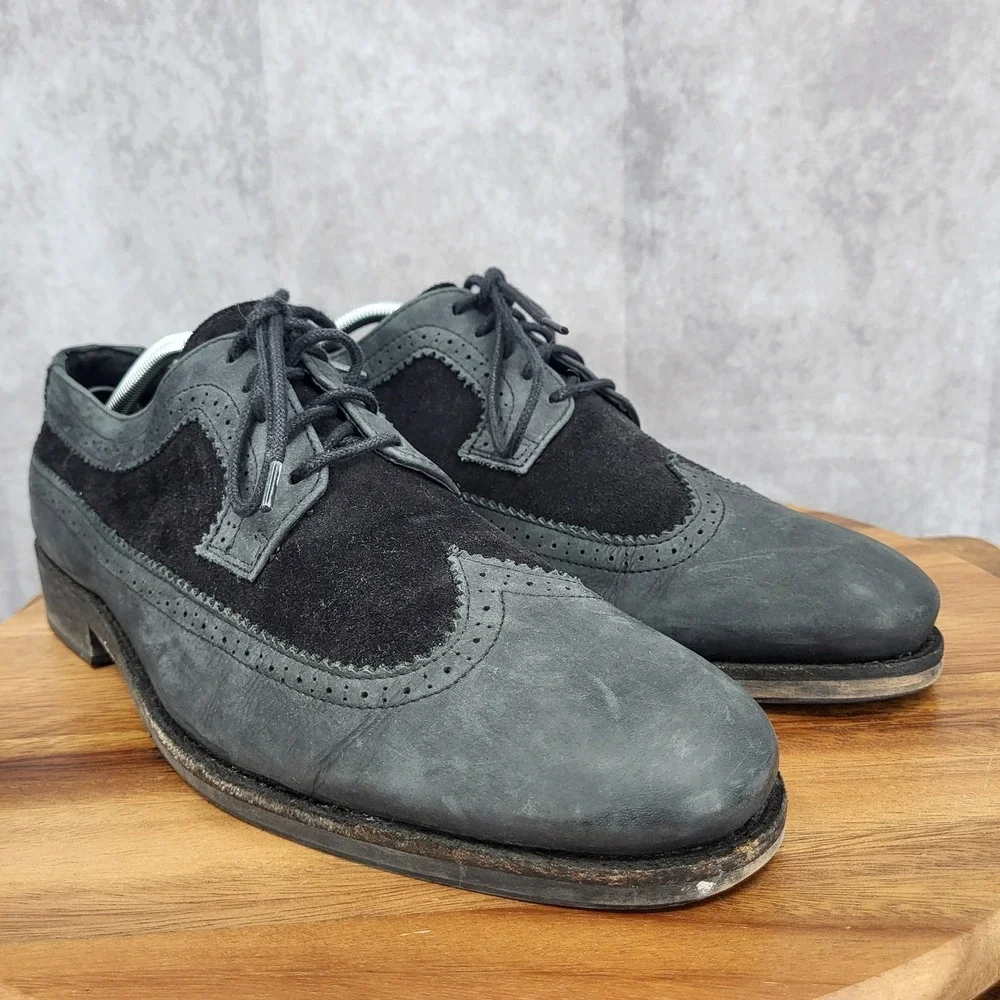 Brusque‎ Oxford Shoes Mens 13 EU 46 Gray Suede Leather Wingtip Dress Shoes